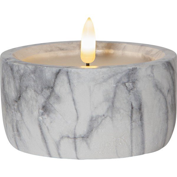 Candela LED in cemento grigio e bianco, altezza 7,5 cm Flamme Marble - Star Trading