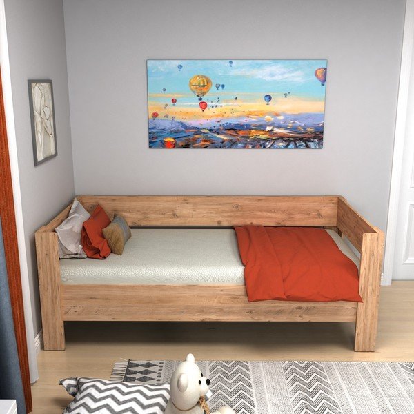Letto singolo in colore naturale 90x190 cm Malina - Kalune Design-image-1