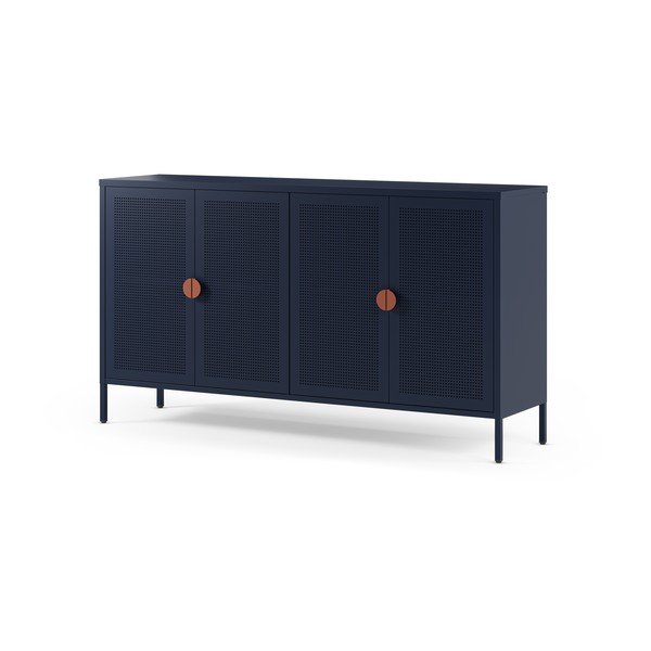 Armadietto blu scuro in metallo 160x90x40 cm Sayla – Marckeric-image-1
