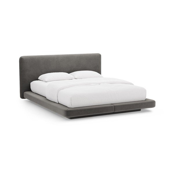 Letto matrimoniale imbottito grigio scuro 200x200 cm Linea – Micadoni 