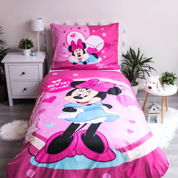 Biancheria da letto singola per bambini in microfibra 140x200 cm Minnie Sweet Like Me - Jerry Fabrics-image-1