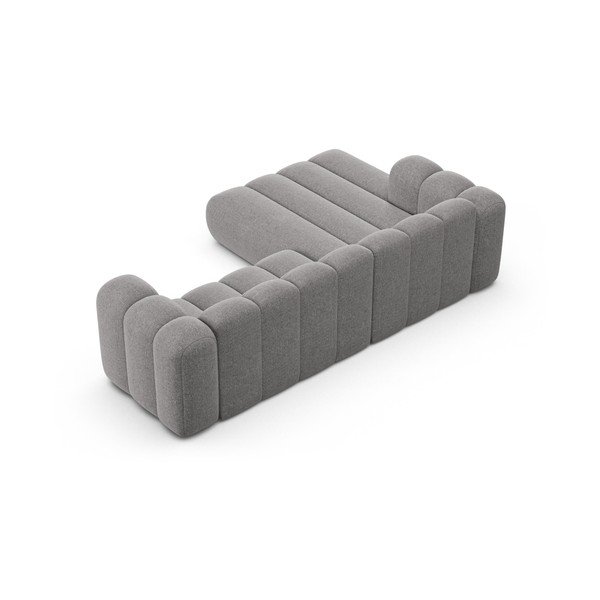 Divano angolare grigio (con penisola a sinistra/con chaise lounge) con rivestimento in ciniglia Lupine – Micadoni -image-3