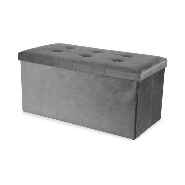 Sgabello in velluto grigio - Compactor-image-2