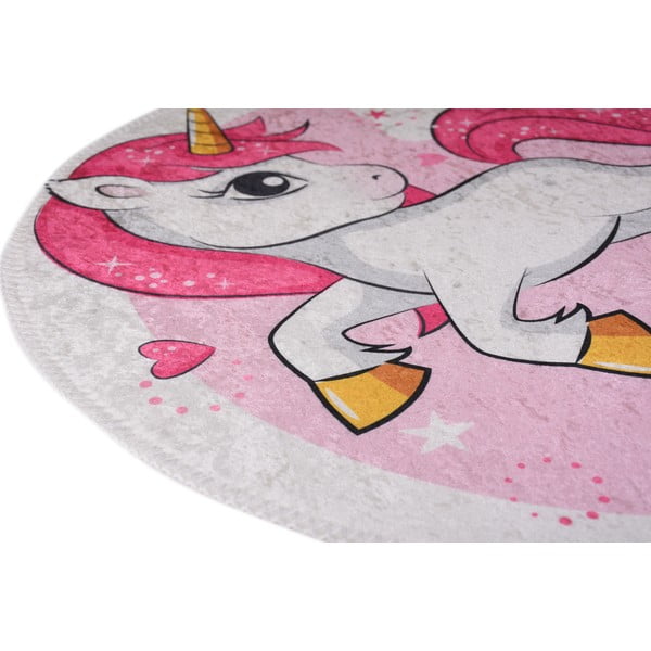 Tappeto per bambini rosa lavabile ø120 cm Pink Unicorn – Vitaus-image-2