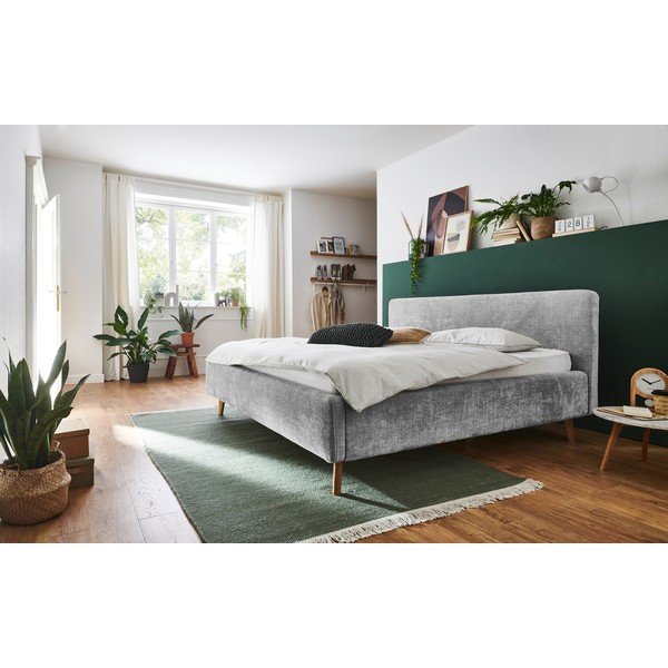 Letto matrimoniale imbottito grigio rete non inclusa 160x200 cm Mattis – Meise Möbel-image-1