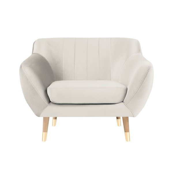 Poltrona in velluto crema Benito - Mazzini Sofas