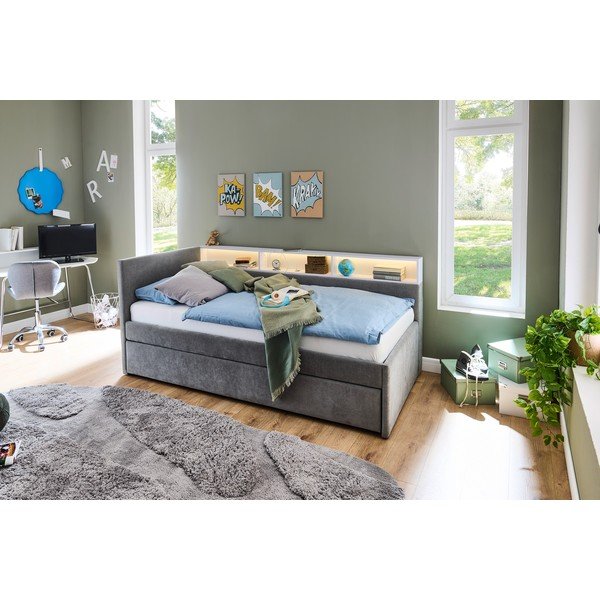 Letto da bambini con sponde grigio con contenitore rete non inclusa 90x200 cm Uno – Meise Möbel-image-2