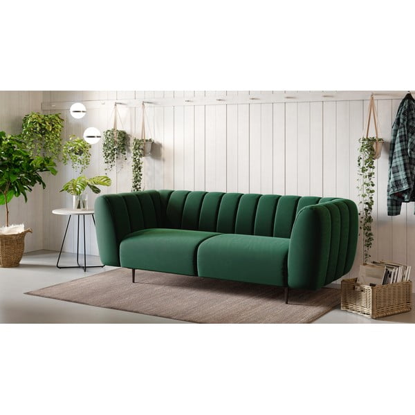 Divano in velluto verde scuro, 210 cm Shel - Ghado-image-1
