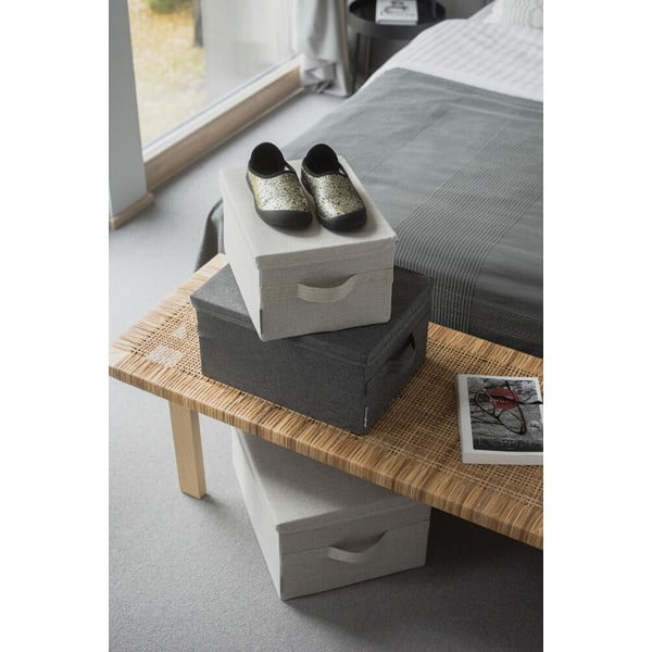 Scatola con coperchio beige in tessuto 35x26x19 cm Soft Storage – Bigso-image-4