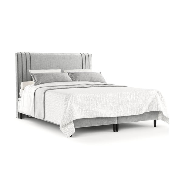 Letto matrimoniale imbottito grigio con contenitore 140x200 cm Musca - Maison de Rêve-image-2