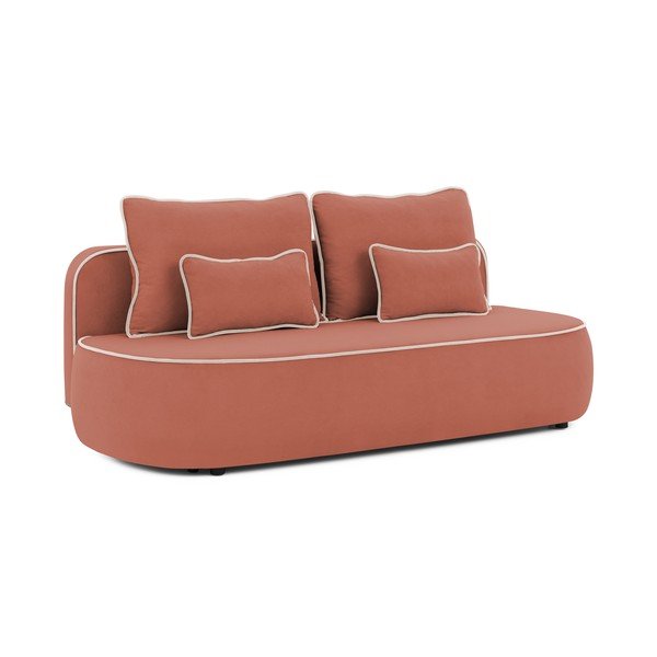 Divano per bambini rosa/grigio chiaro allungabile/con contenitore con rivestimento in velluto 210 cm Saga – Ropez