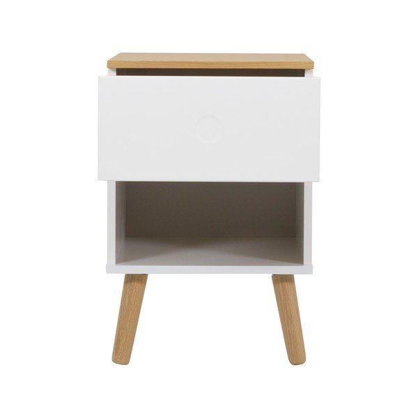 Comodino bianco con gambe in legno di quercia Dot - Tenzo-image-4