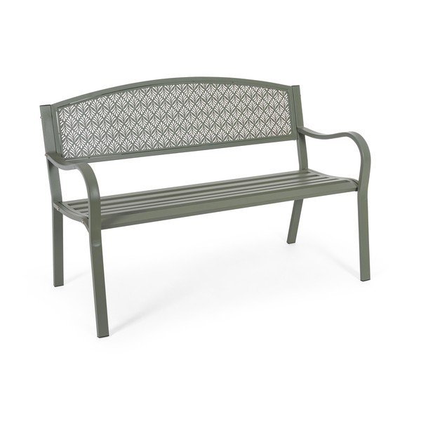 Panca da giardino color kaki in metallo Lizette – Bizzotto-image-2