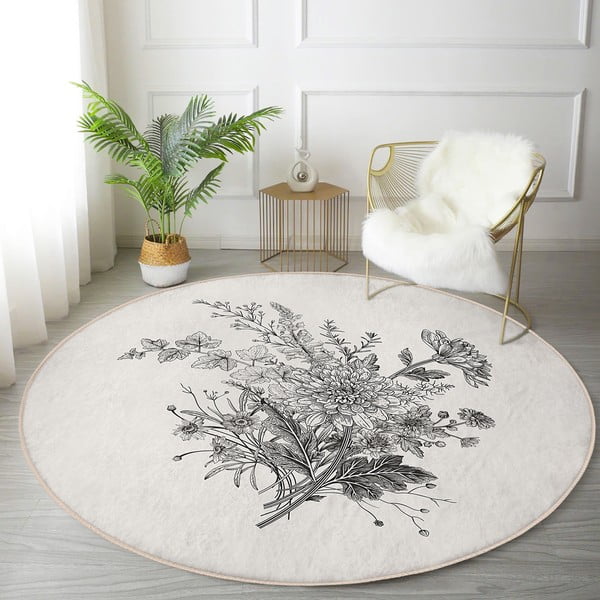 Tappeto rotondo lavabile in crema adatto ai robot aspirapolvere ø 80 cm Comfort - Mila Home-image-3