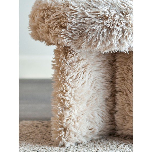 Poggiapiedi beige con rivestimento in pelliccia sintetica Frikka – Bloomingville-image-3