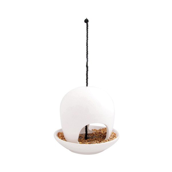 Bílé keramické krmítko Esschert Design, ⌀ 18 cm