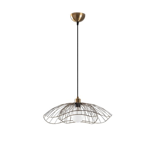 Lampadario dorato con paralume in metallo ø 50 cm Farac – Opviq lights