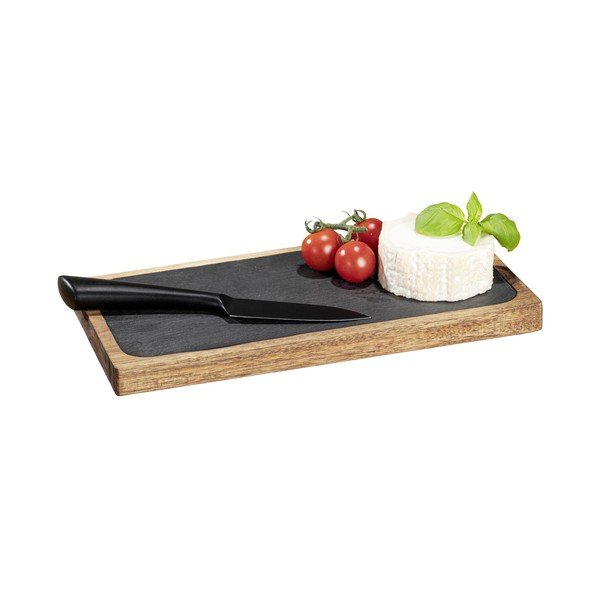 Piatto da portata in legno nero-naturale 30x15 cm - Wenko-image-3
