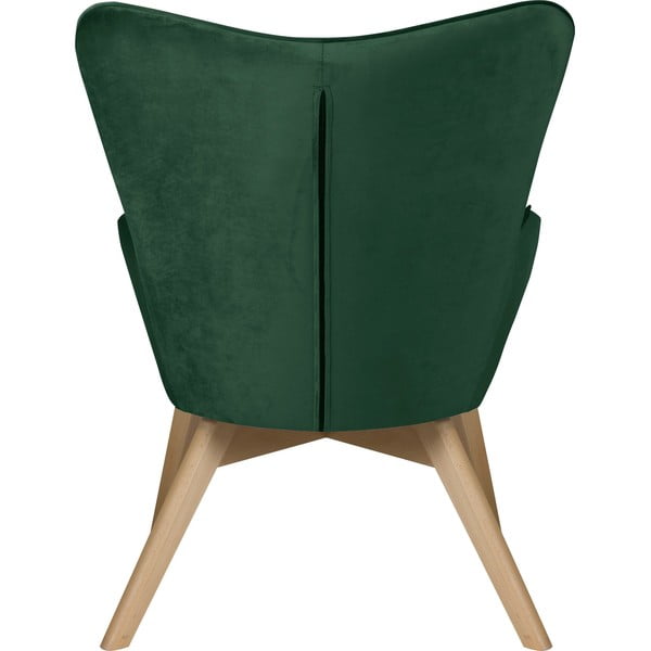 Poltrona con poggiapiedi verde scuro con rivestimento in velluto Niko – Ropez-image-4