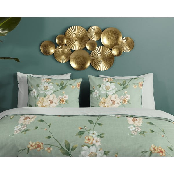 Set copripiumino e federa verde in raso di cotone per letto singolo ed esteso 140x220 cm Sizena – Descanso-image-2