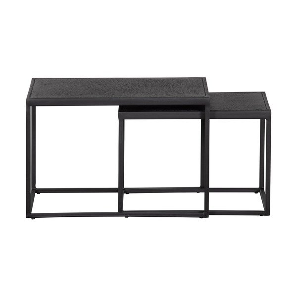 Set di 2 tavoli contenitori in metallo nero Febe - WOOOD-image-1
