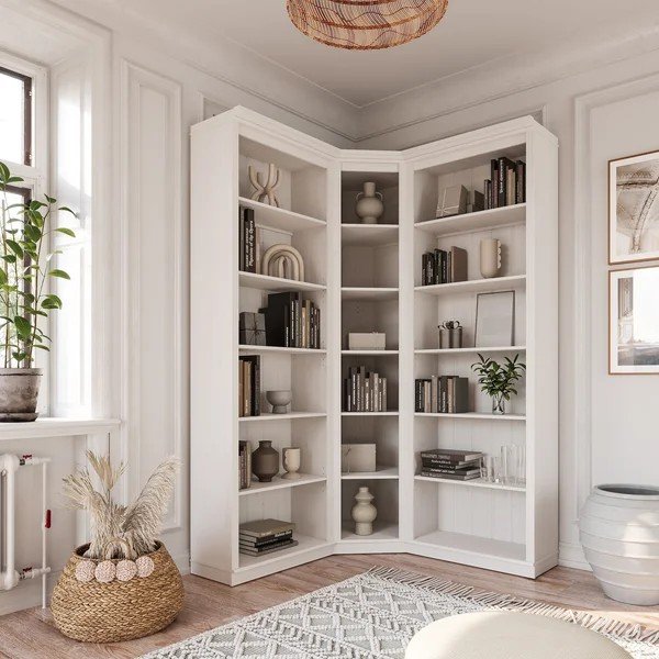 Libreria bianca in pino massiccio 85x219x56 cm Anita – Støraa-image-2