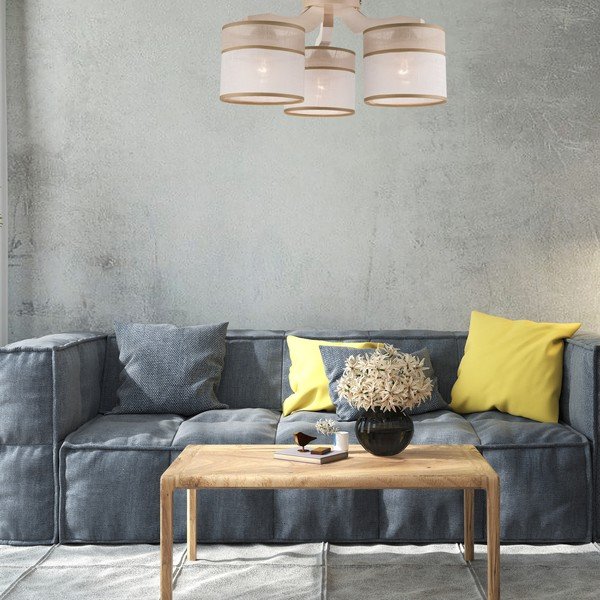 Lampada da soffitto marrone chiaro con paralume in tessuto ø 16 cm Andrea - LAMKUR-image-3