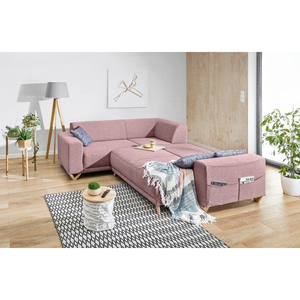 Divano angolare rosa allungabile e con contenitore (con penisola a sinistra/a L) Classy Sophie – Miuform-image-4