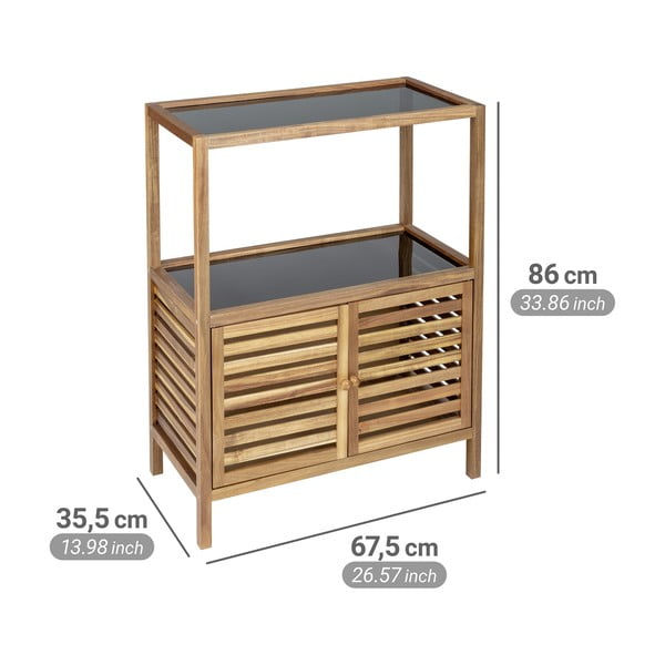 Mobile per bagno nero/di colore naturale in acacia massiccia basso 67,5x86 cm Fondi – Wenko-image-2
