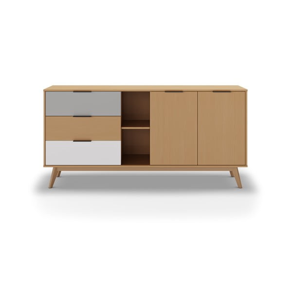 Cassettiera bassa in legno di pino in colore naturale 165x81 cm Elfa - Marckeric-image-4