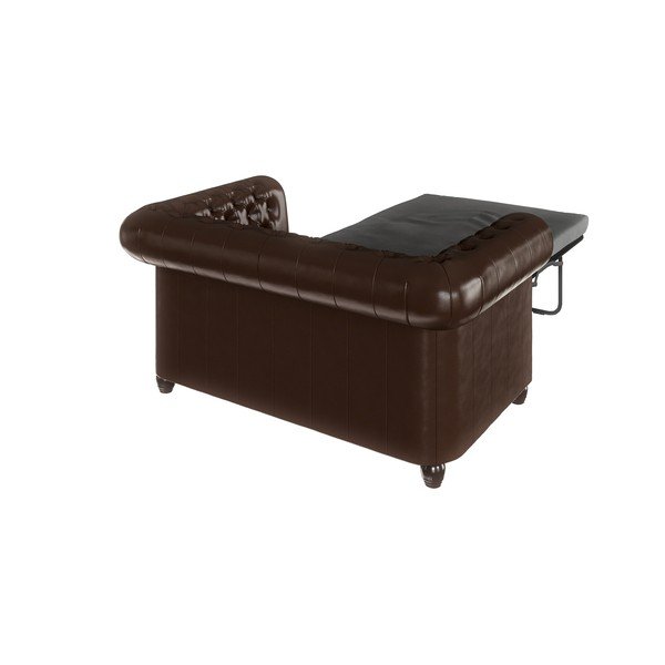 Divano letto marrone scuro in similpelle 148 cm York - Ropez-image-4