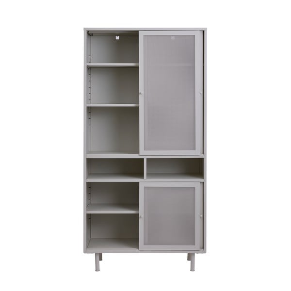 Armadietto grigio in metallo con porte scorrevoli 90x180x40 cm Veep – Unique Furniture-image-3