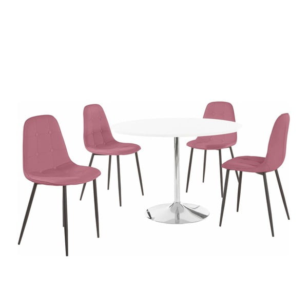 Set di tavolo da pranzo rotondo e 4 sedie rosa Terri - Støraa