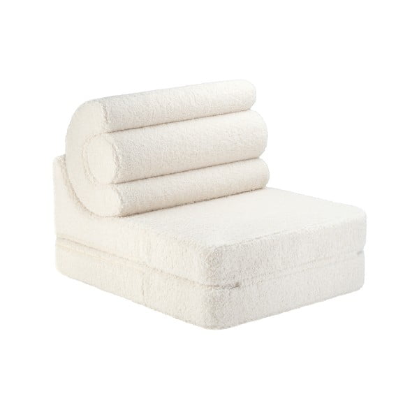 Poltrona per bambini color crema con rivestimento in bouclé Flipster – Wigiwama