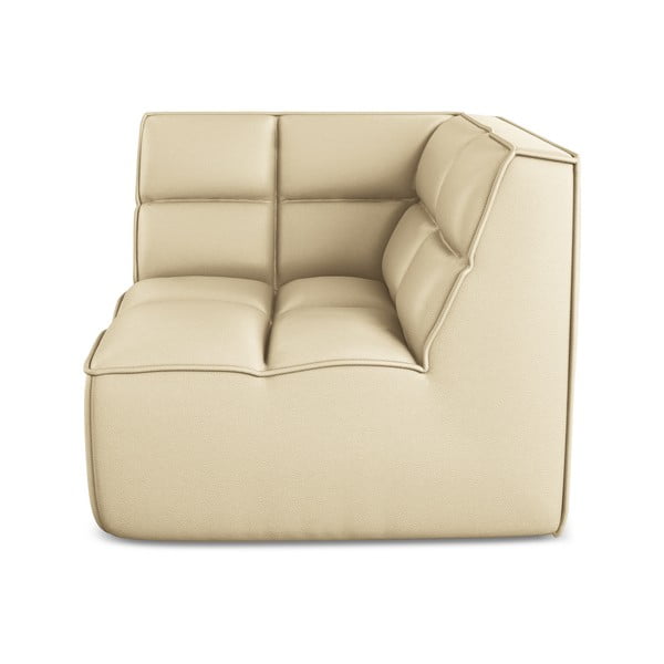 Parte divano componibile color crema con rivestimento in finta pelle Kalai – Makamii