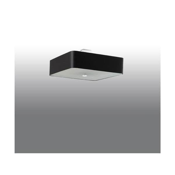 Lampada da soffitto nera con paralume in vetro-tessuto 55x55 cm Kortez - Sollux-image-2