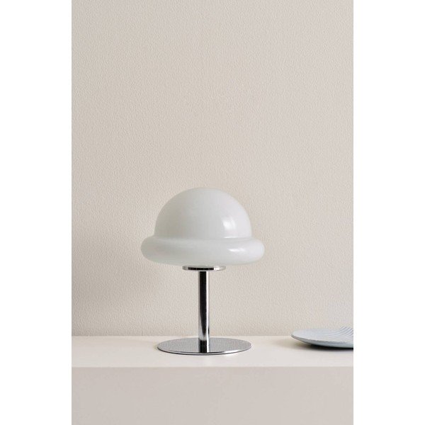 Lampada da tavolo bianca/color argento lucido in vetro opale (altezza totale 26 cm) Bubba – Jotex-image-2