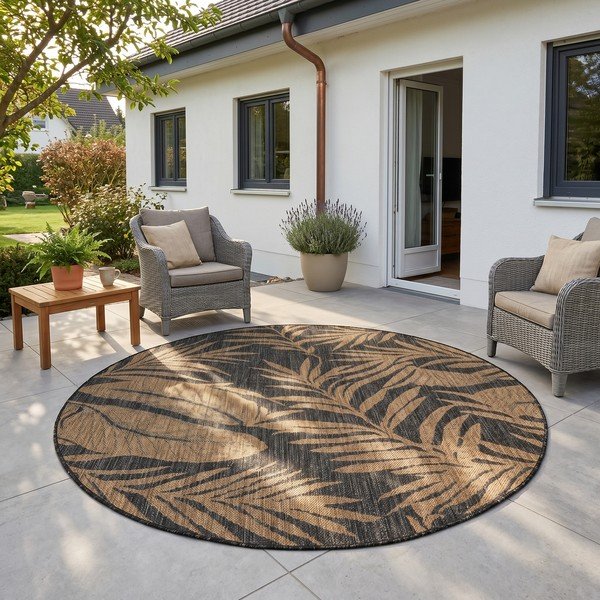 Tappeto da interno/esterno rotondo nero/marrone ø 160 cm Mira 1451 – Ayyildiz Carpets-image-1