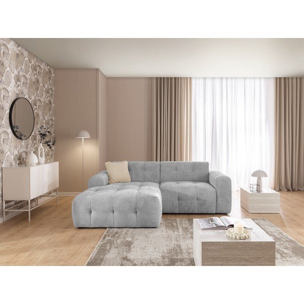 Divano angolare grigio chiaro (con penisola a sinistra/con chaise lounge) Melva – Ropez-image-2