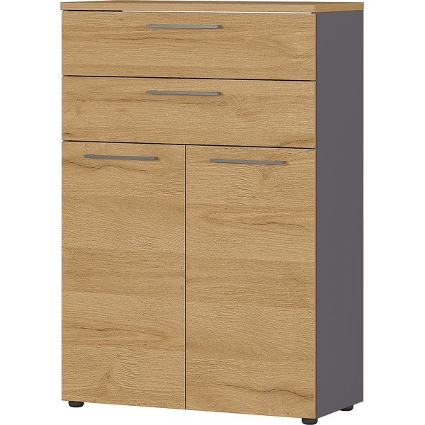Cassettiera alta in rovere naturale antracite 80x120 cm Agenda - Germania-image-1
