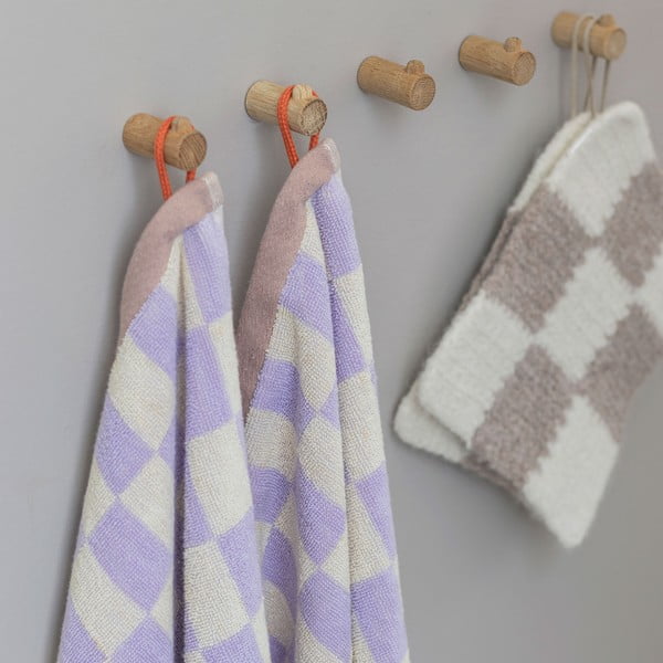 Asciugamano in cotone biologico giallo chiaro-viola 50x90 cm Retro - Mette Ditmer Denmark-image-2