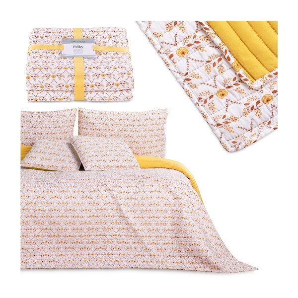 Copriletto giallo per letto matrimoniale 200x220 cm Folky - AmeliaHome-image-3