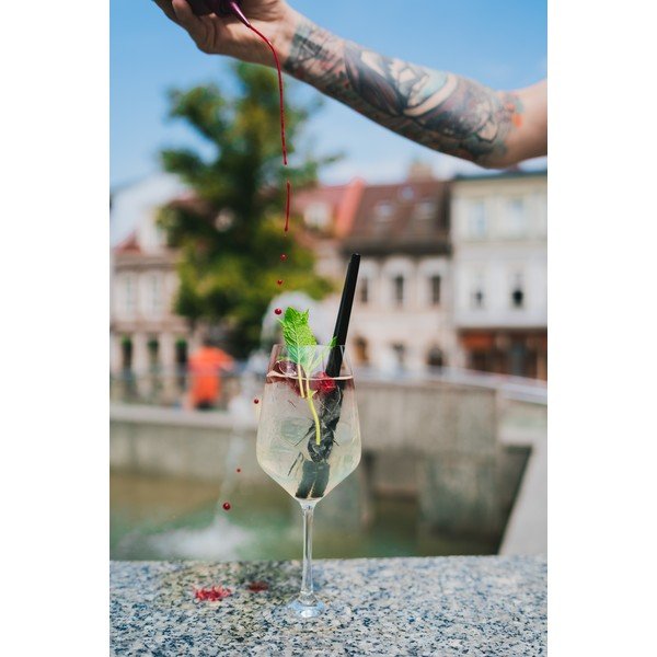 Set di 6 cannucce in vetro nero per bere, lunghezza 20 cm - Vialli Design-image-1