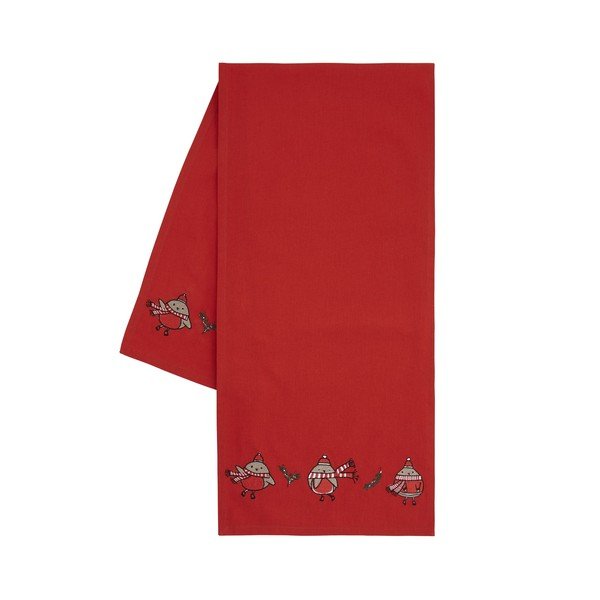 Runner da tavola in cotone con motivo natalizio 33x220 cm Christmas Robins - Catherine Lansfield
