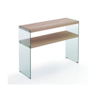 Consolle con piano in rovere decorato in colore naturale 35x100 cm Nancy - Tomasucci