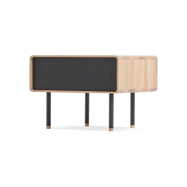 Comodino in legno di quercia con cassetto nero Fina - Gazzda-image-2