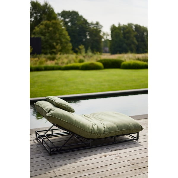 Sdraio da giardino verde in metallo/in imbottito Emma – Hartman-image-1
