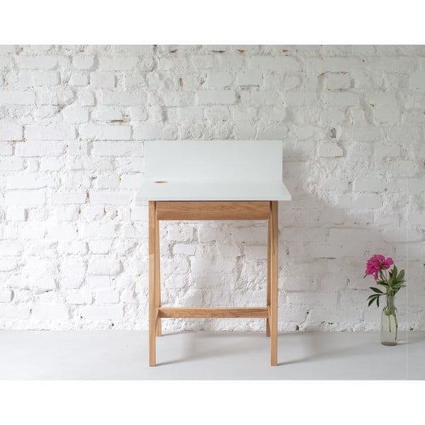 Scrivania bianca con base in frassino, lunghezza 65 cm Luka - Ragaba-image-1