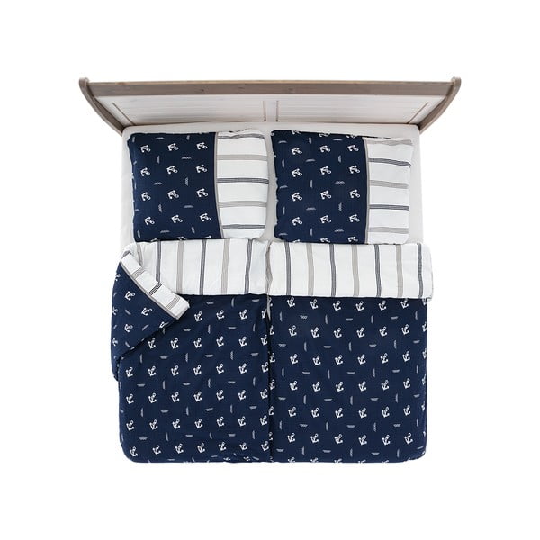 Biancheria da letto in crêpe blu scuro per letto singolo 140x200 cm Exclusive - B.E.S.-image-2