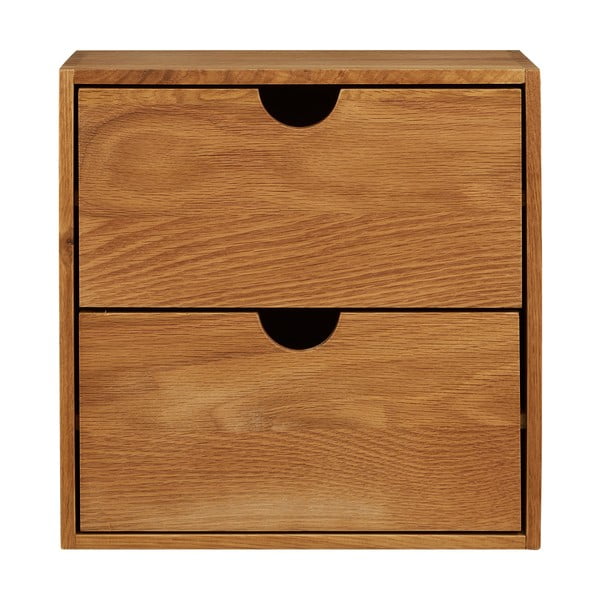 Mensola di colore naturale in rovere massiccio con ripiani multipli 18 cm Townsville – House Nordic